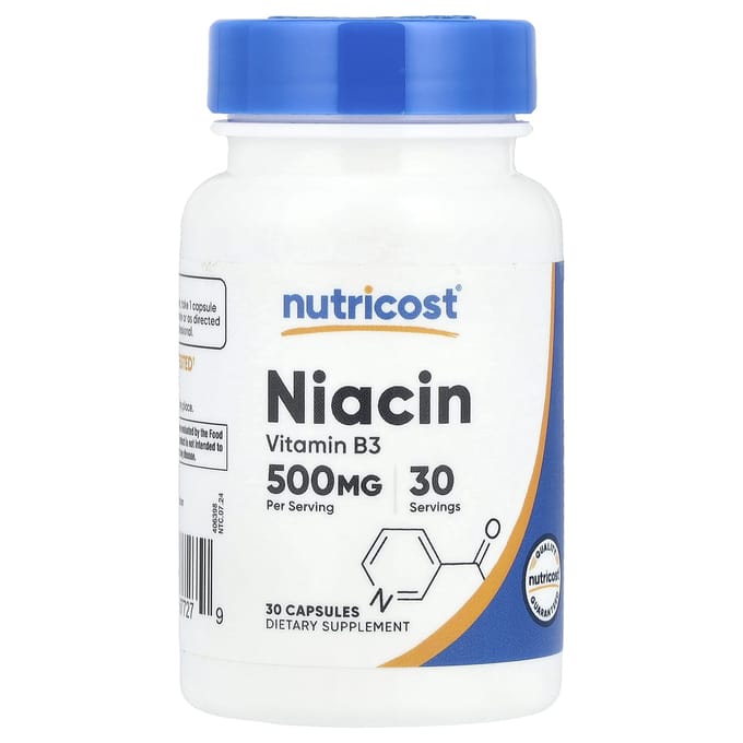 Nutricost, Niacine, 500 mg, 30 capsules