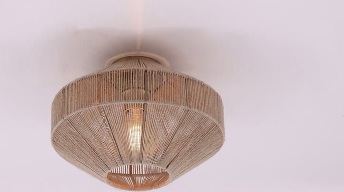 Touwlamp plafondlamp naturel - zwart - diameter 31cm