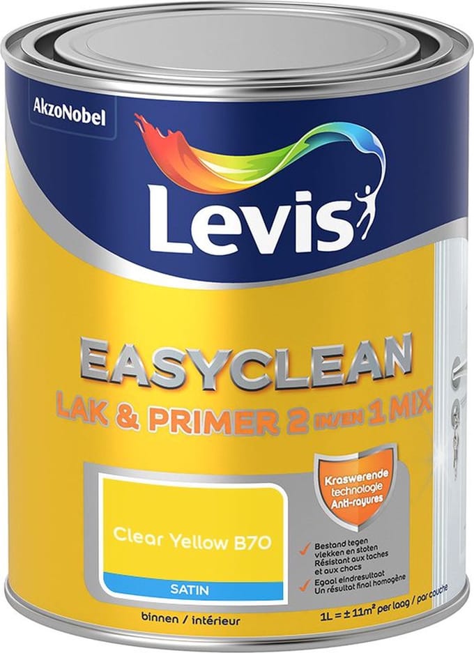 Levis - Easyclean Lak & Primer 2-In-1 Mix - Clear Yellow B70 - Mengverf - 1 L
