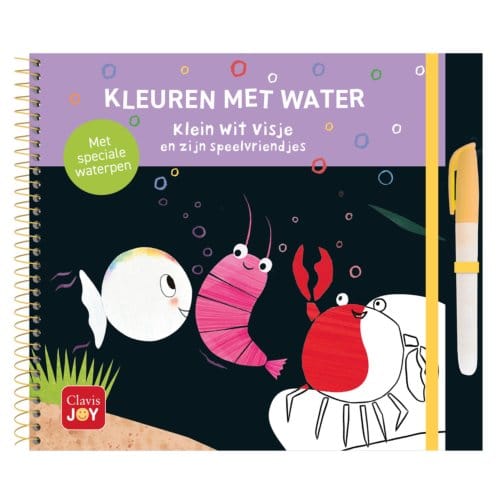 Kleuren met water. Klein wit visje en zijn speelvriendjes