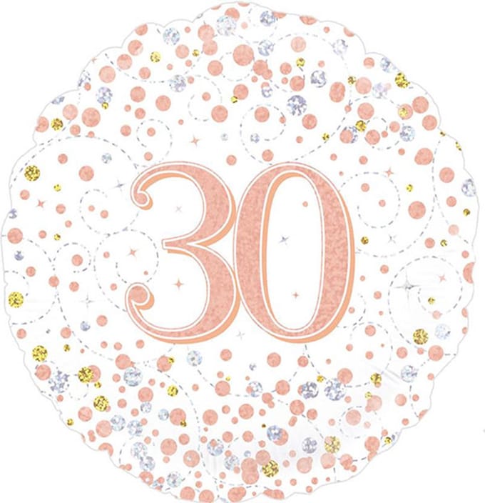 Oaktree - Folieballon 30 Jaar Sparkling Wit Rose Gold Holografisch 45 cm