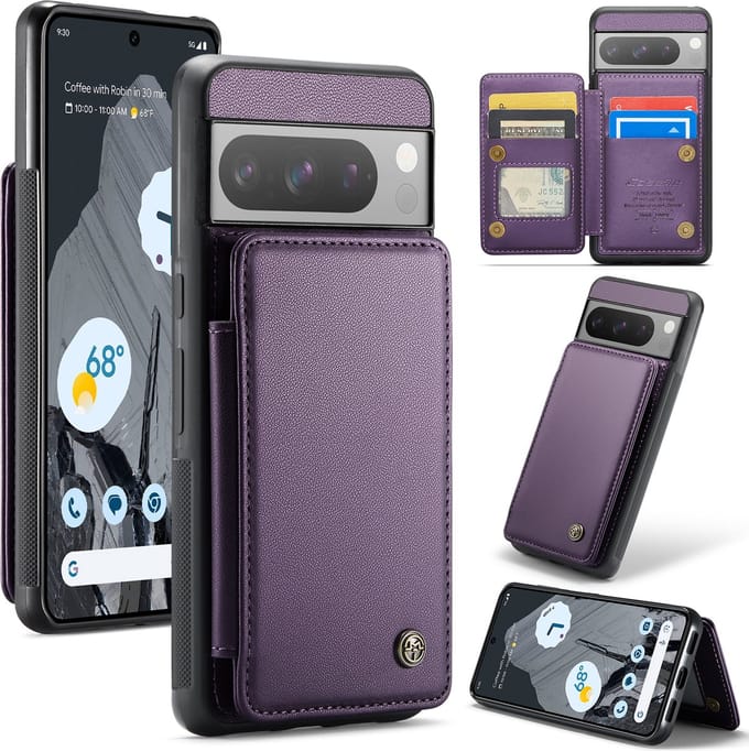 Luxe Portemonnee Backcover met Anti-RFID kaarthouders voor Pixel 8 Pro _ Paars