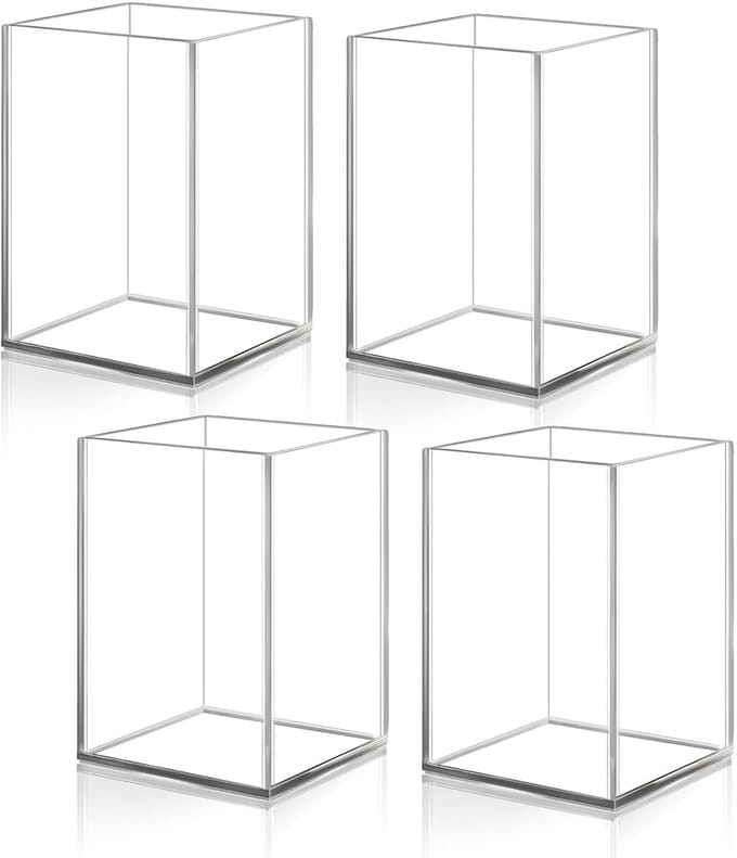 Bureau Penhouder - 4 stuks Acryl, Make Up Organizer, Transparant voor Kantoor, School, Thuis