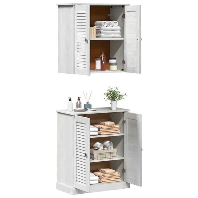vidaXL - Badkamermeubel - Set - 2 - st - Wit - en - Antiek - Wit - 67,5 - x - 34 - x - 80 - cm