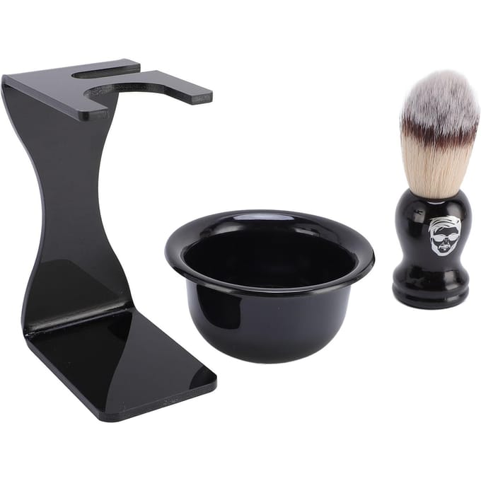 Heren Scheerkwast Set Draagbare Scheerkwast Scheerkom Houder Standaard Set voor Reizen black