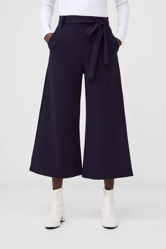 French Connection Whisper Belted Culottes Utility Blue Größe: 8 | Stoffhosen Outlet | Damen | Blau