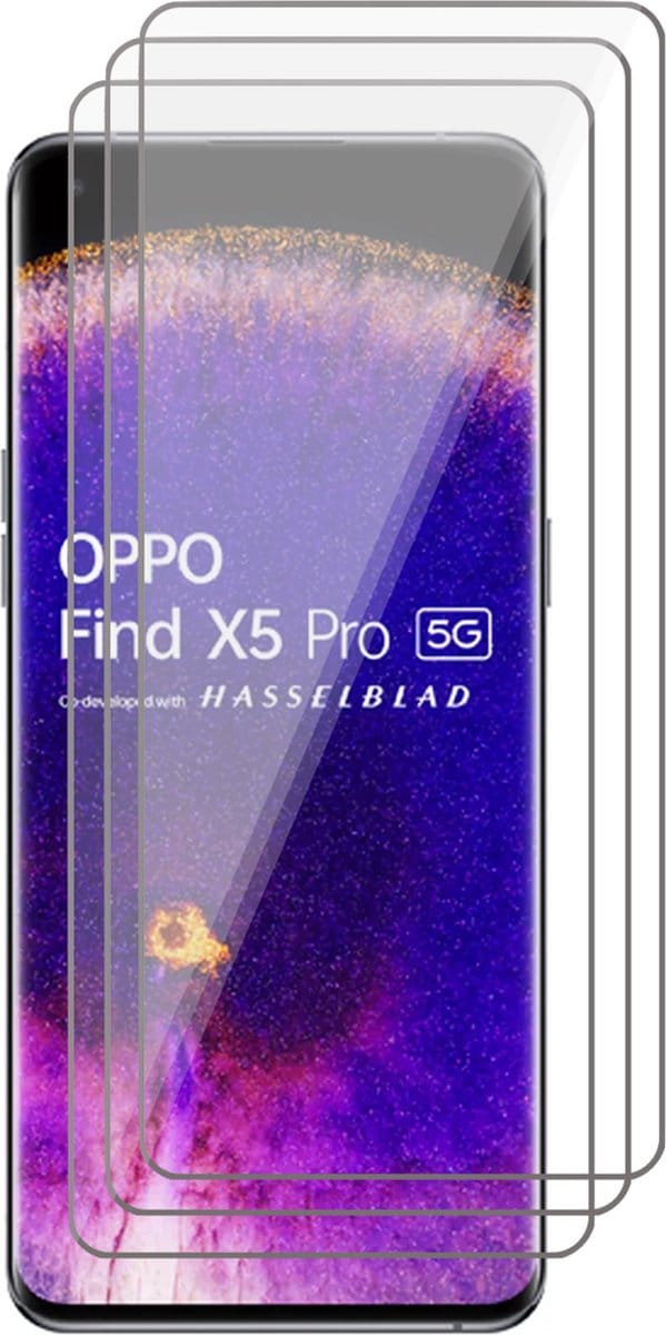 Screenprotector geschikt voor Oppo Find X5 Pro - 3x Glas Screen Protector