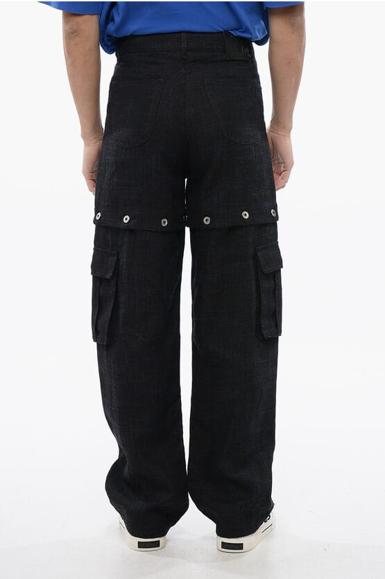 Linnen 90SLOGO-broek met modulair ontwerp in blauw