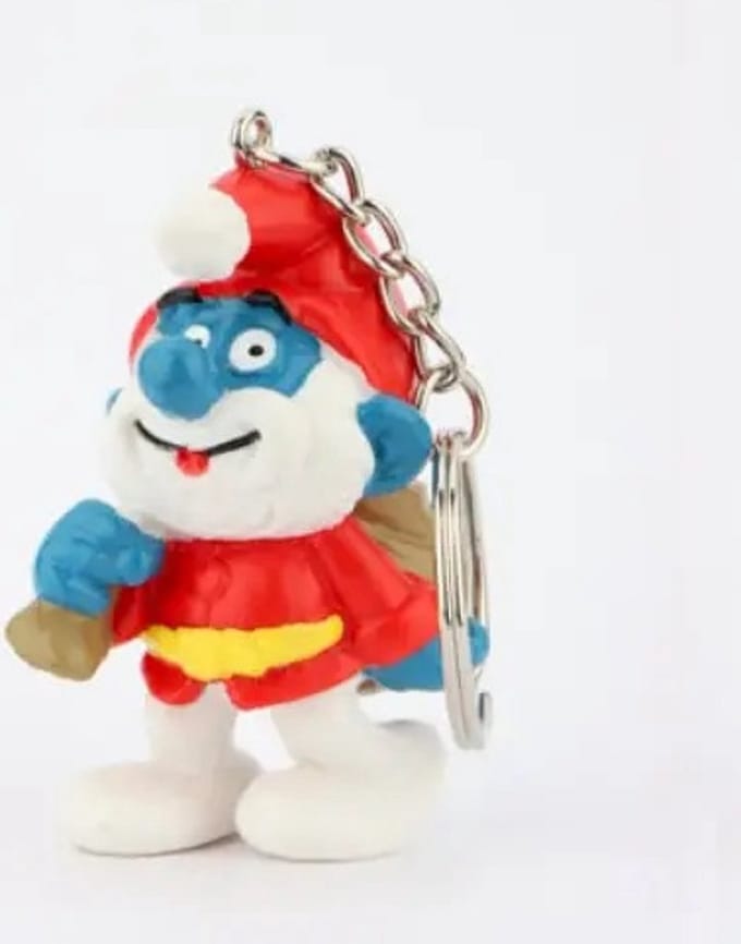 De smurfen - speelfiguurtje - grote smurf als kerstman - sleutelhanger - 5 cm - Schleich