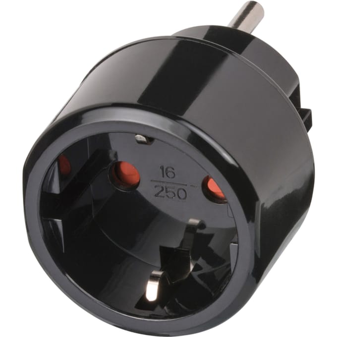 Brennenstuhl reisstekker / reisadapter (reiscontactdoosadapter voor het aansluiten van elektrische apparaten met aardingscontactstekker in landen met Amerikaans (3-polig) stekkersysteem) zwart