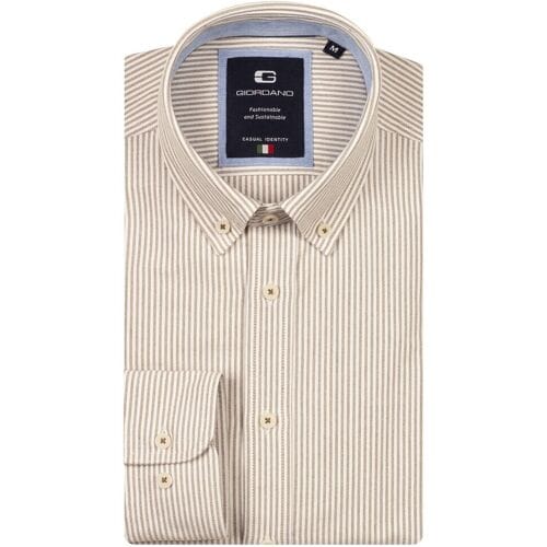 Giordano Overhemd Loretto Fine Striped Washed Classic Oxford Button-Down Kitt / male