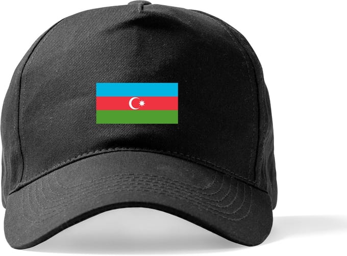 Zwarte Pet Beechfield met Wereldvlaggen, land Azerbaijan klittenbandsluiting