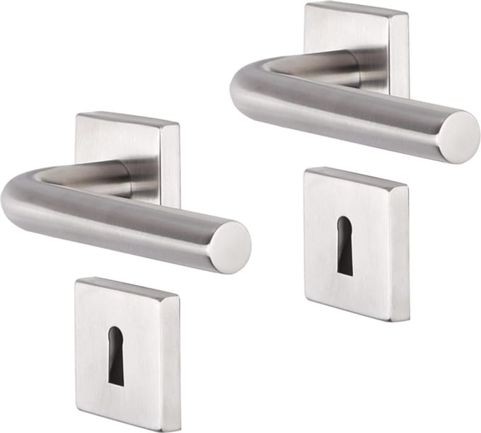 Deurkruk - Impresso Dursley - Voor binnen - Vierkant met vierkant sleutelrozet - RVS - 2 stuks