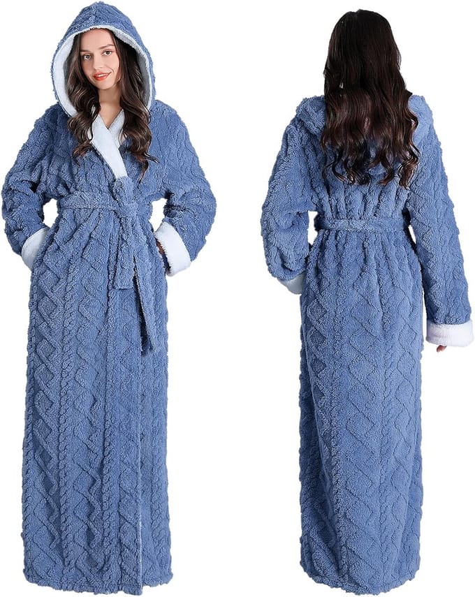 Lange Dames Kamerjas Fleece met Capuchon Extra Zacht en Warm