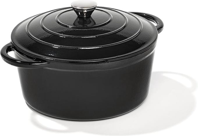 Voccelli braadpan 28cm-mat-zwart-gietijzer geëmailleerd-BBQ