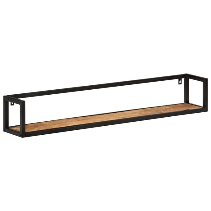 vidaXL - Wandschappen - 2 - st - 110x17x17 - cm - massief - mangohout - en - ijzer