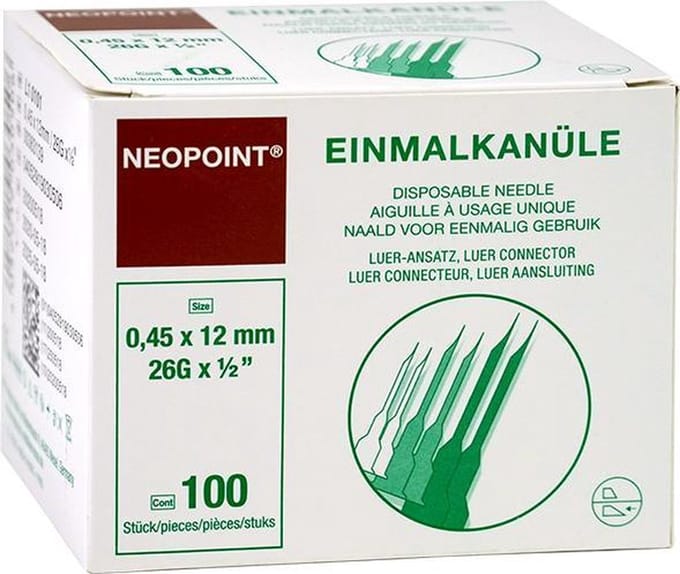 Neopoint Disposable canules speciale maten 12 x 0,45 mm Insuline (kort) bruin
