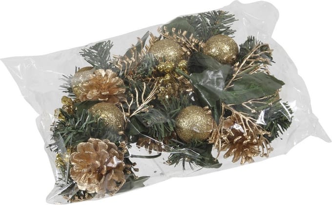Othmar Decoration Kerststukje decoratie - 6x st - goud - op stekers - 12 cm - kerstversiering