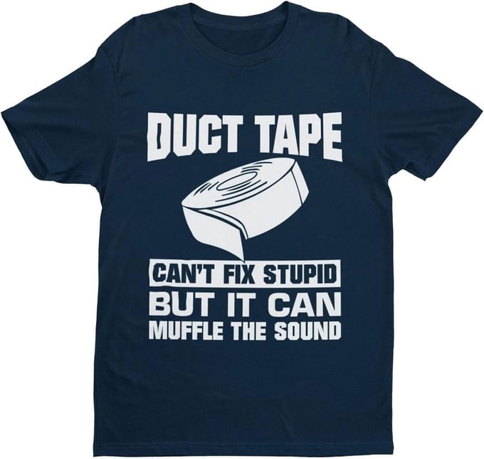 Grappig T-shirt met ducttape print voor heren en dames