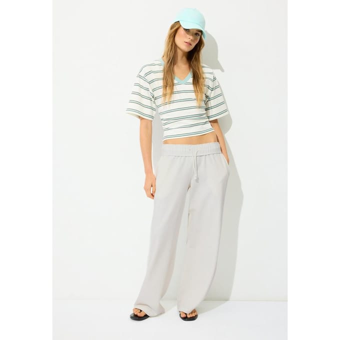 Stradivarius Gestreept shirt met V-hals en kimonomouw  Pastelgroen M