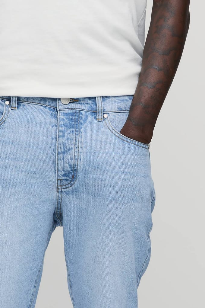Essential Slim Flare Rigid Washed Jeans | Light Blue | Size 48R