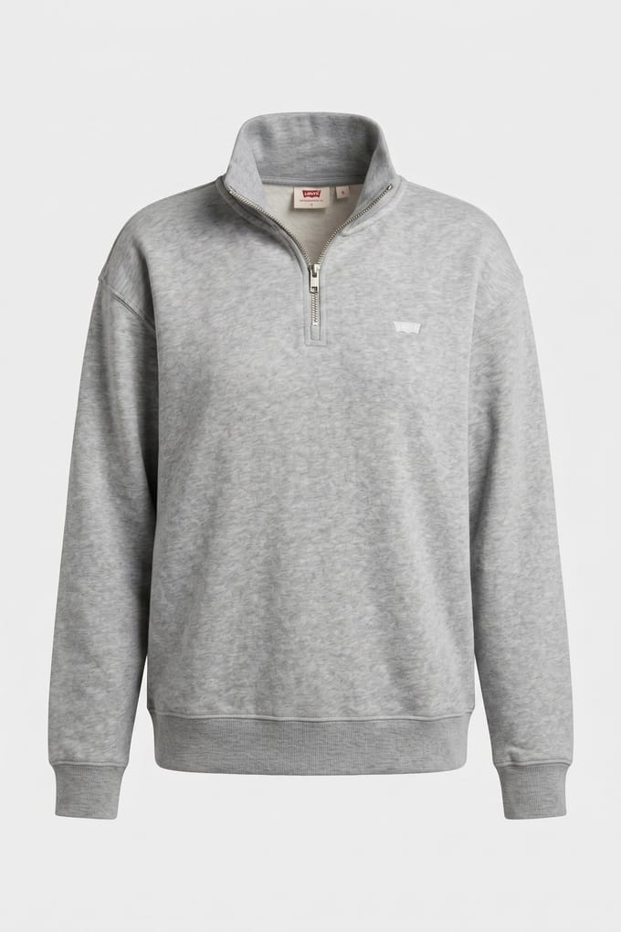 Levi's Everyday 1/4 Zip Mid Heather Grey Taglia: XS | Maglie a manica lunga Outlet | Donna | Grigio