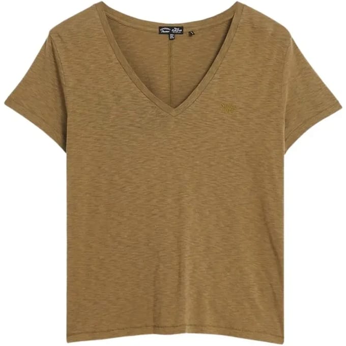 Superdry Studios Slub Emb Vee Tee Dames T-Shirt - Groen - Maat S
