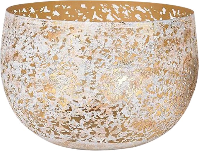 Rasteli Waxinelichthouder Gecorrodeerd Metaal Wit-Zilver D 17 cm H 11 cm