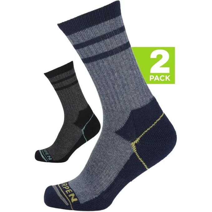 LORPEN Wool Hike Crew 2-pack - Blauw/Grijs - 39-42