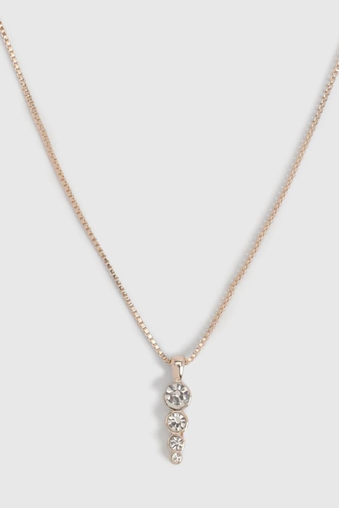 boohoo Dames Diamanten Traandruppel Ketting | Goud