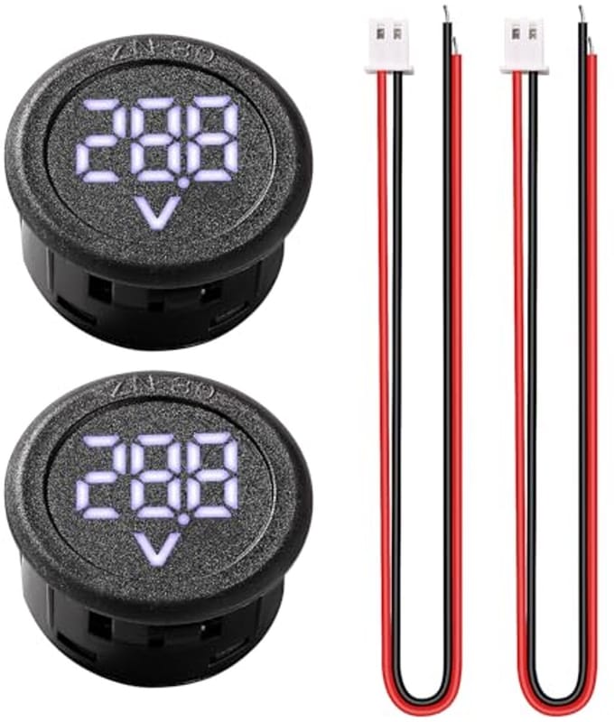 2Pcs DC LED Digitale Voltmeter 5V-100V – Ronde 2-draad Voltmonitort