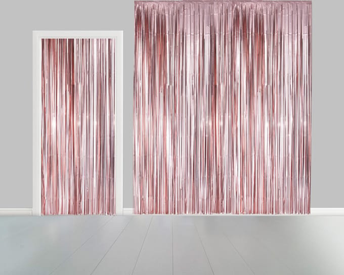 2x Deurgordijn Rosé Goud 1 x 2,4 meter Vlamvertragend - Feest Thema Party