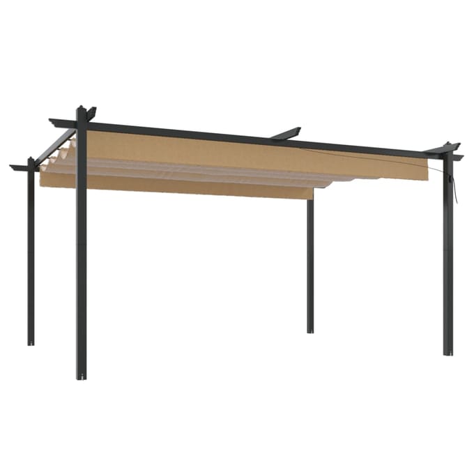 vidaXL - Tuinprieel - met - uittrekbaar - dak - 4x3 - m - taupe