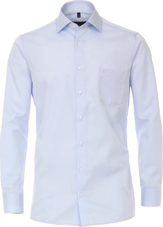 Casa Moda Heren Overhemd Lichtblauw Twill Effen Comfort Fit - 53