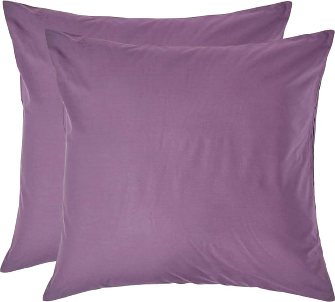 Homescapes Kussensloop 60x60 cm Set van 2 – Paars – 100% Egyptisch Perkal Katoen – 200 TC