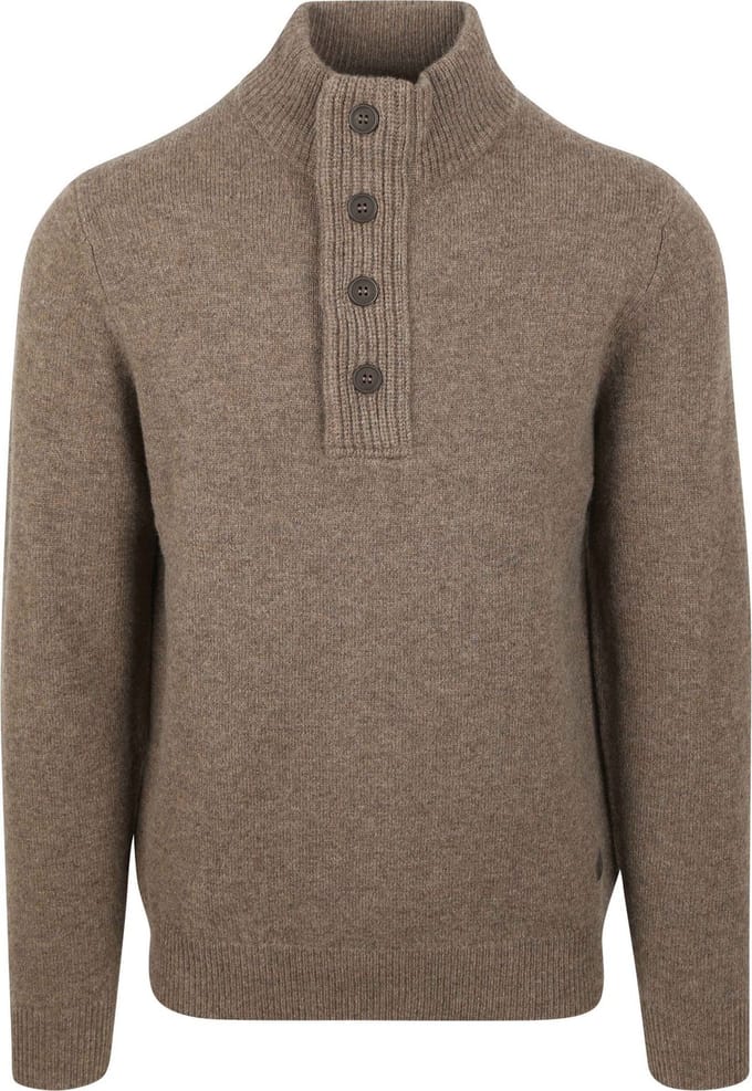Barbour Mocker Trui Wol Taupe - Maat M - Heren - Quarter zip