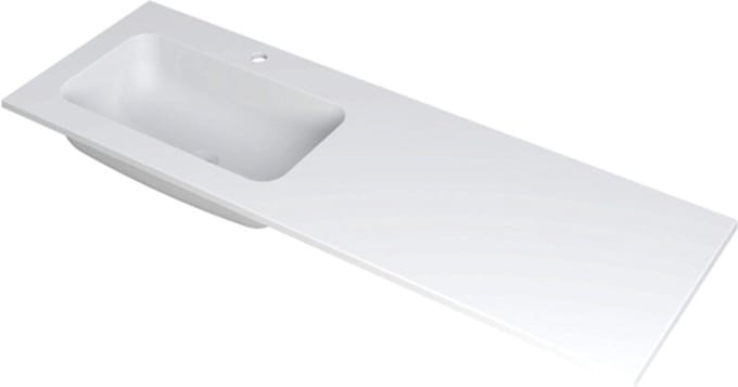 INK Faktor wastafel - 140x45x1.5cm - 1 wasbak links - 1 kraangat - polystone wit mat