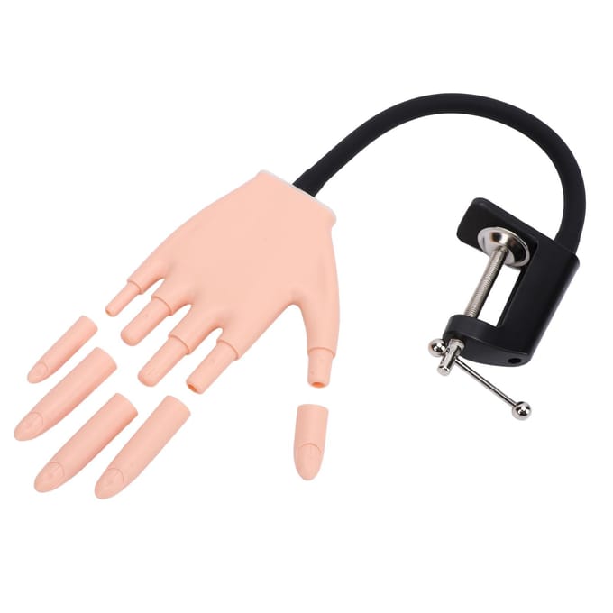 Main d'entraînement pour manucure, modèle de main pour ongles, main de mannequin, doigts amovibles, main artificielle avec support pour black