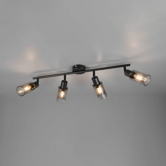 Reality Leuchten Spot Mars, lengte 82 cm, matzwart, 4-lamps, metaal E14