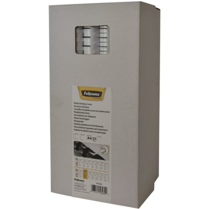Bindrug fellowes 12mm 21rings a4 wit 100 stuks