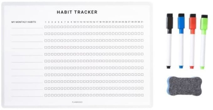 Planbooks - Magnetische Habit Tracker - Whiteboard maand tracker - A4 - Inclusief Stiften en Wisser