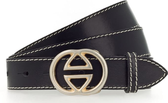 Vanzetti Leren Riem Leather Buckel Belt W105 Black Zwart