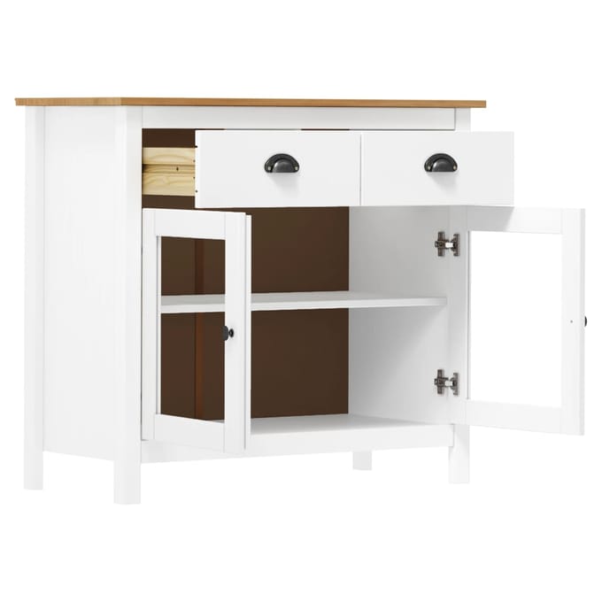 vidaXL - Dressoir - Hill - Range - 90x40x80 - cm - massief - grenenhout - wit