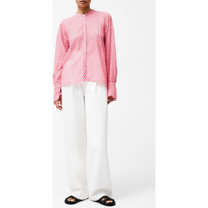 French Connection Abilene Fil Coupe Shirt Raspberry Pink Maat: L | Longsleeves Outlet | Dames | Roze