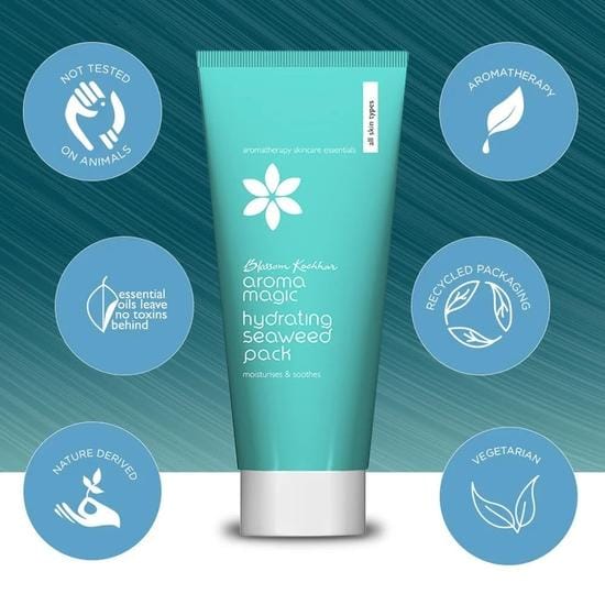 Aroma Magic Hydrating Seaweed Multi-use Face Pack| with lotus leaf, Vitamin C & E | For Instant Hydration| | Detoxify, Oxygenate|100gm Pack of 1 blue
