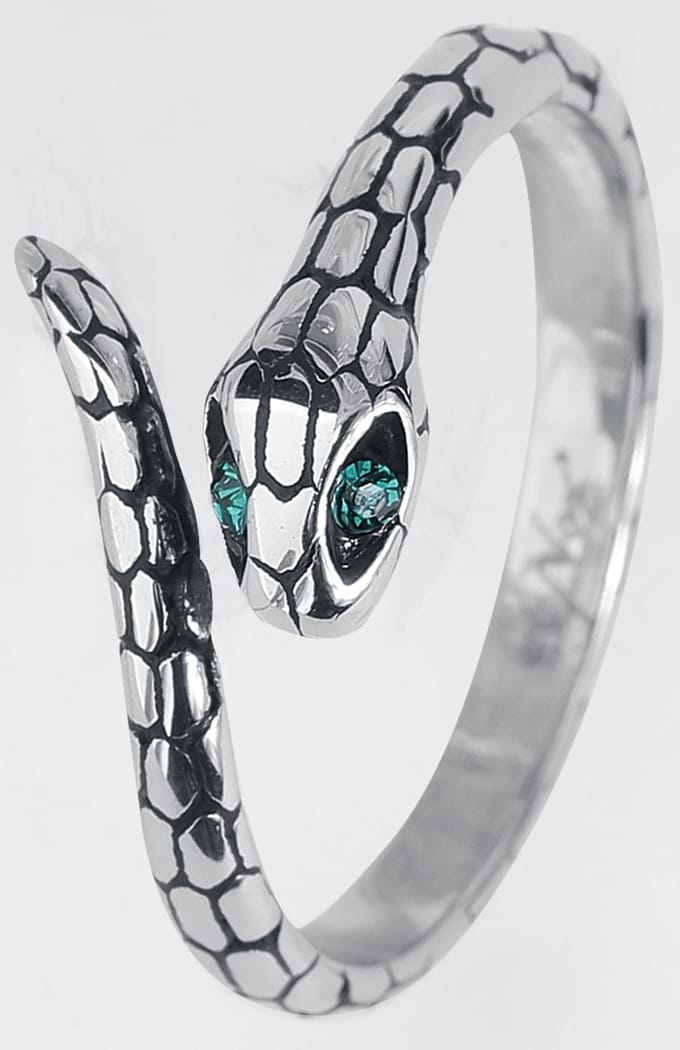 etNox - Gothic Ring - Schlange - voor Vrouwen - zilverkleurig
