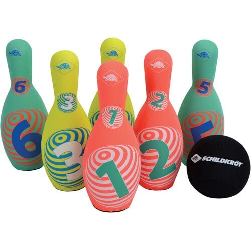 Schildkröt bowling set speelgoed - Neopreen, kleurrijk en waterbestendig.
