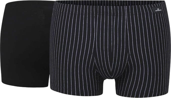 Gotzburg heren boxer normale lengte (2-pack) - zwart en zwart-wit gestreept