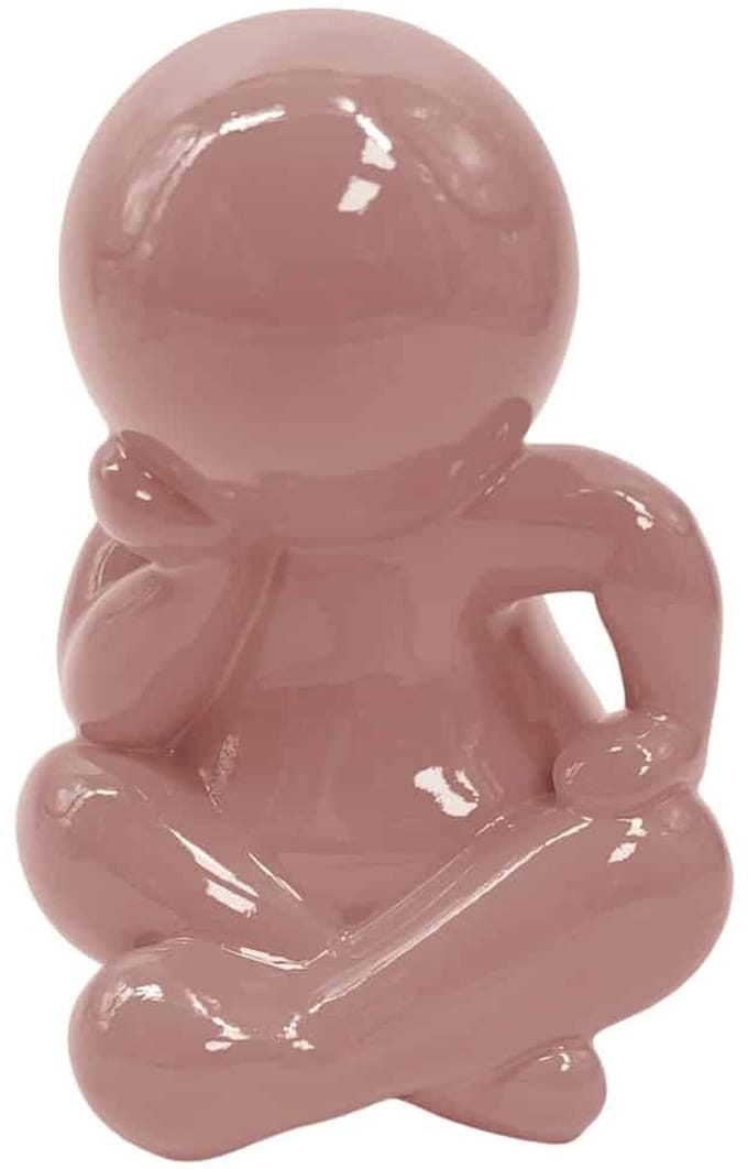 Present Time Ornament Amigo Sitting Medium - Zachtroze - 11.3x10.2x16.3cm - Modern - Kunststof