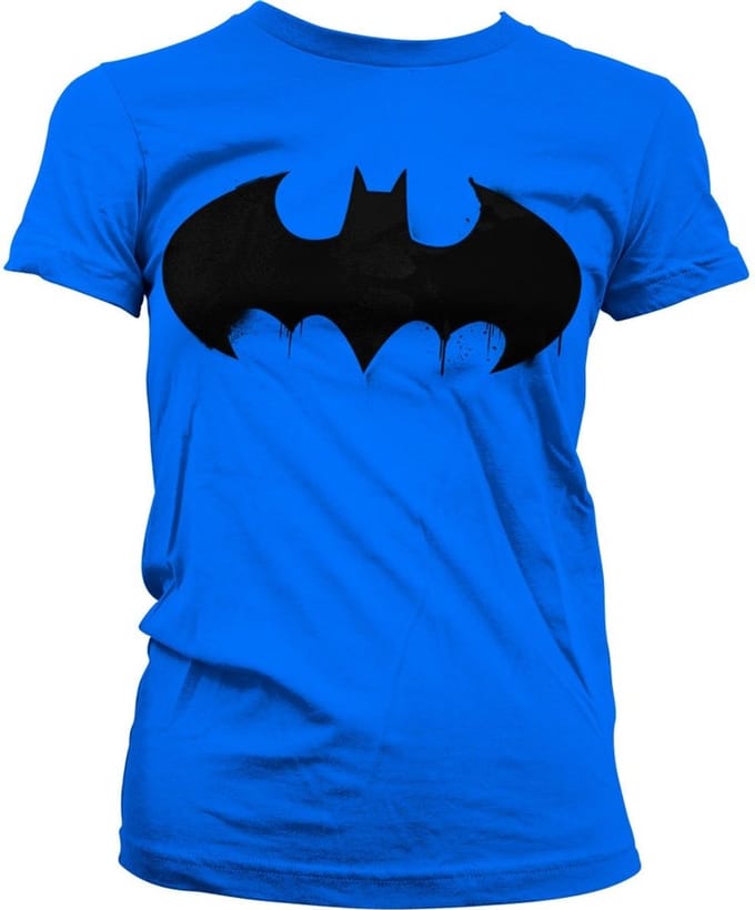 Batman Inked Logo Girly T-shirt voor dames, blauw